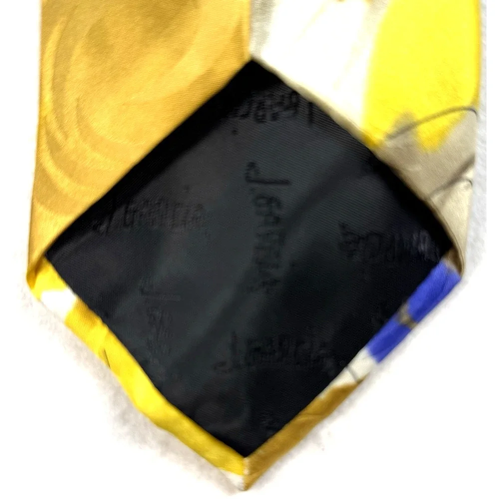 J Garcia silk tie Snail Garden yellow white abstract Designer Dead Head